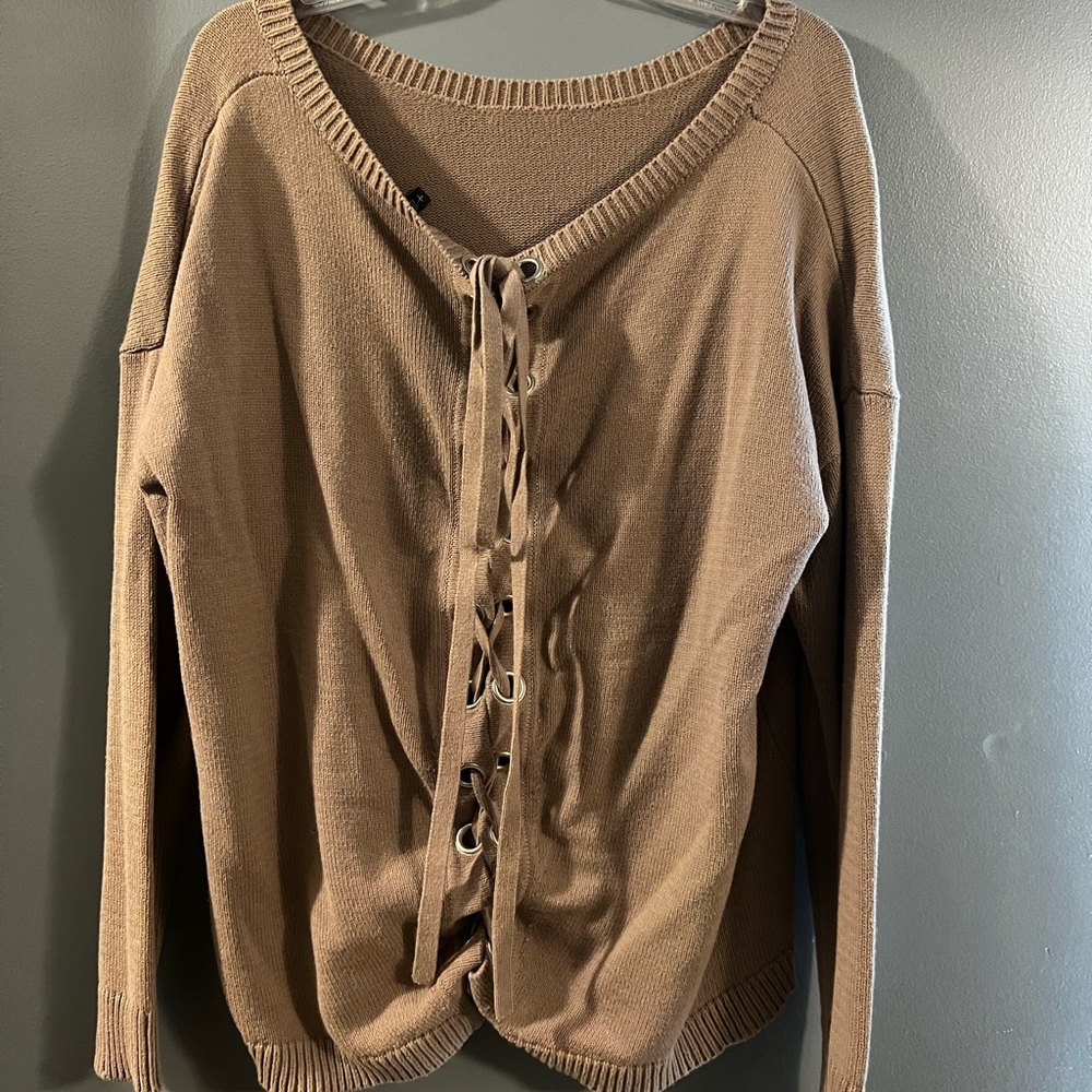 EXPRESS tan sweater size Large with tie up back.